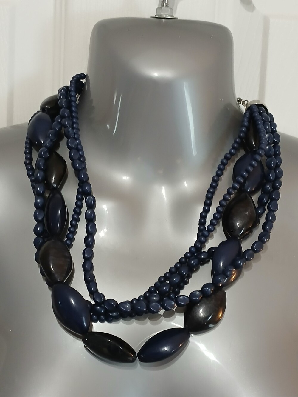 You&I Multi-Strand Navy Beaded Necklace
